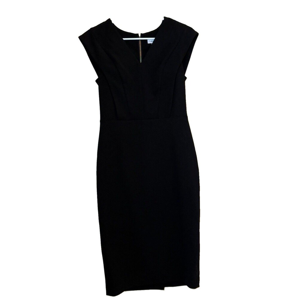 Calvin Klein Womens Sheath Dress Size 4 Black Sleeveless